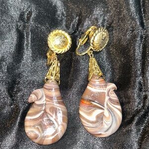 Castlecliff  Gold and Brown Swirl Earrings
